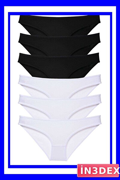 İN3DEX 6-Piece Lycra Women's Slip Panties Set Black White