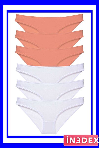 İN3DEX 6-Piece Lycra Women's Slip Panties Set White Color