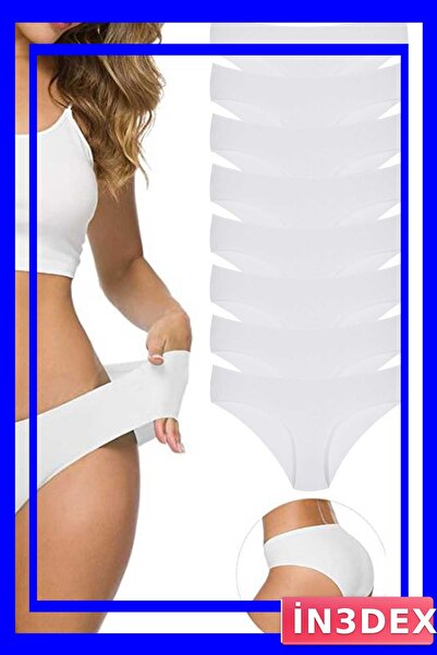 İN3DEX Seamless Laser Cut Flexible Panties 8 Pack White Color