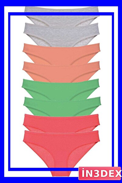 İN3DEX Lycra Women's Slip Panties Set 8 Pieces Multiple Color Options