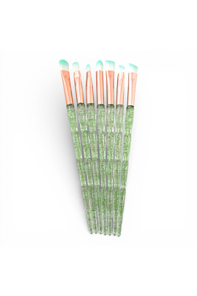 Sudedi Home Green Glitter Transparent Handle Rose Gold Detailed 7 Piece Makeu...