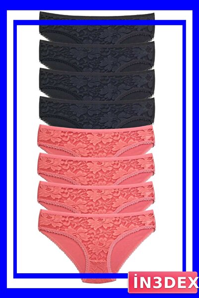 İN3DEX Lace Detailed Transparent Women's Panties 8-Pack