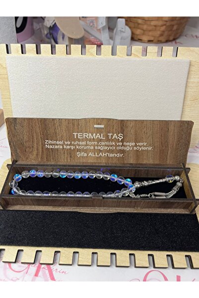 GÜLNAR BİJUTERİ Thermal Stone Prayer Beads Natural Stone - in Special Wooden ...