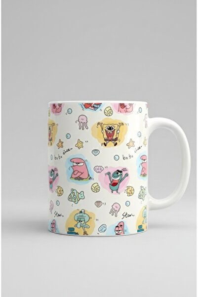 Weiler Riger Sünger Bob ve Arkadaşları Tasarım A Kalite Porselen Kupa Bardak