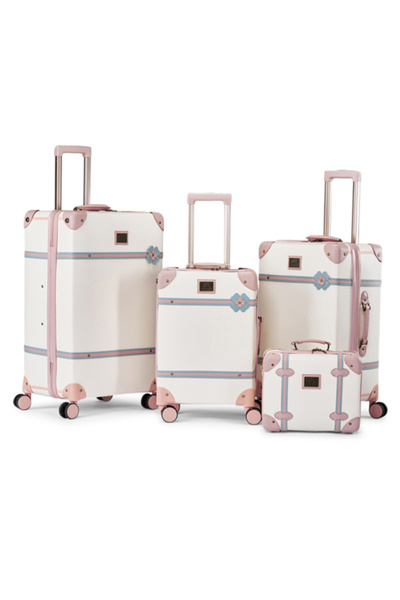 LİMRA Lemra 4-Piece Luxury Faux Leather Luggage Set with Spinner Wheels and L...