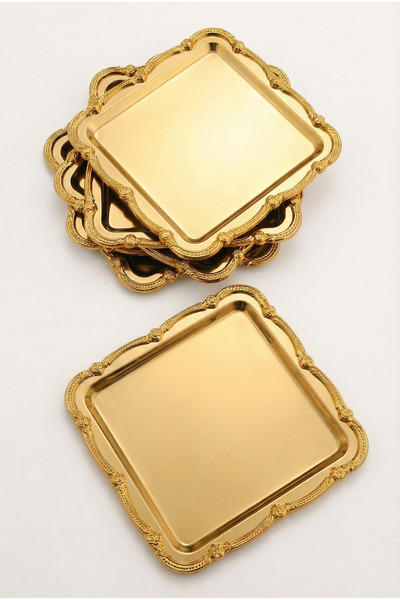 AKSESUAR EVRENİ Daztek Gold 6-Piece Stainless Steel Gold Frame Coffee Present...