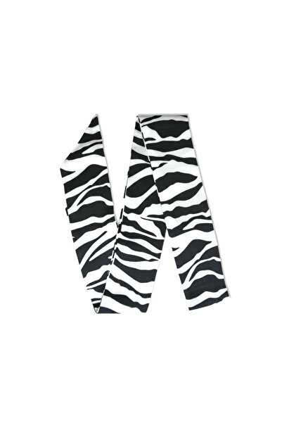 maia White Zebra Patterned Viscose Long Scarf – 150×6 cm – Suitable for 4 Sea...