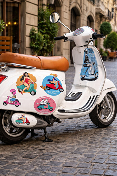 Limitless Design Vespa Themed Scooter Sticker Set 20X25 cm – Vintage Style St...