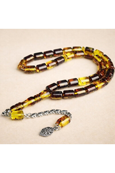 alomran orientals Fossilized amber rosary, barrel-turned