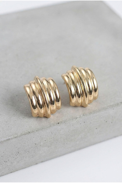 LYKOS Vintage Model Steel Gold Color Women's Earrings