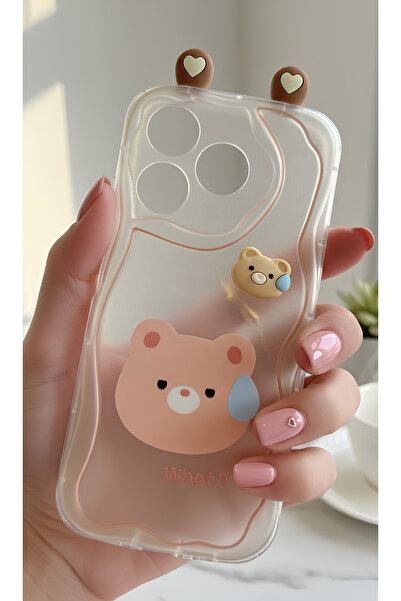 TechTrove Cute Confused Teddy Bear Figured Wavy Edge Design Case Compatible w...