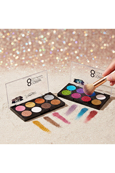 ZS DEMİR 8 Colors Glitter Eyeshadow Palette - Set of 2