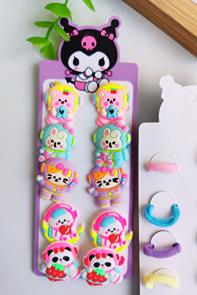 Nisankids Girl's Colorful Rubber Buckle with Cute Teddy Bear Figure, 5 Pairs,...