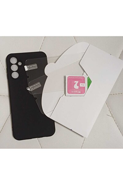 OEM Samsung Galaxy A14 BLACK silicone case with 2 screen protectors