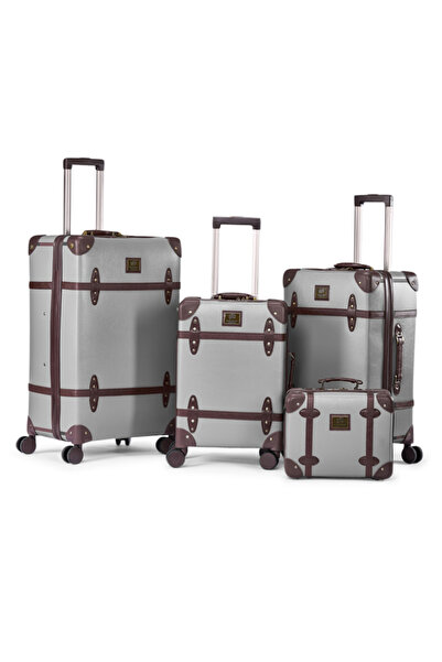 LİMRA Lemra 4-Piece Luxury Faux Leather Luggage Set with Spinner Wheels and L...
