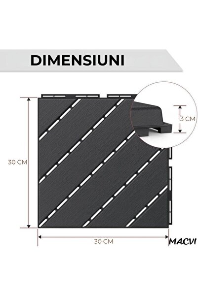 MACVI ® 30x30 см плочки за външна тераса - водо- и UV устойчиви, монтаж с щра...