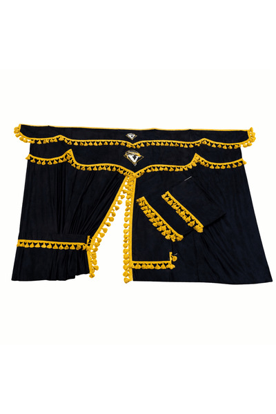 Yaz Perdele bleumarin pentru camion Volvo FH cu ciucuri galbeni