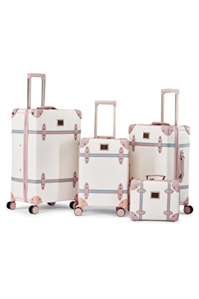 LİMRA Lemra 4-Piece Luxury Faux Leather Luggage Set with Spinner Wheels and L...