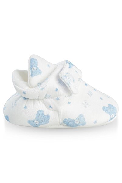 Civil Baby Velcro Teddy Bear Patterned Booties - Size 17-19 - Ecru 18
