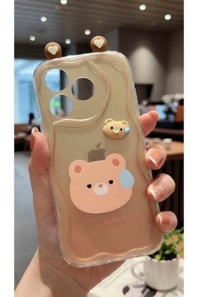 TechTrove حافظة بتصميم حواف متموجة مع شكل دب لطيف ومفاجئ، متوافقة مع هاتف Rea...