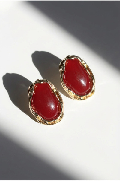 LYKOS Cherry Color Drop Model Brass Vintage Women's Earrings
