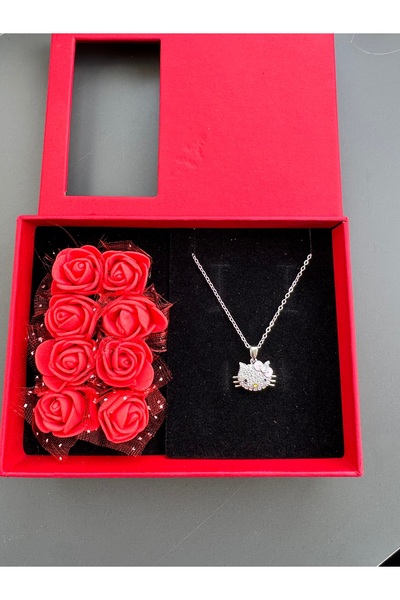 shop GÜLLÜ KUTUDA HELLO KITTY KOLYESİ ÇELİK