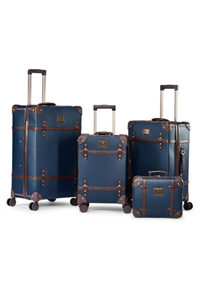 LİMRA Lemra 4-Piece Luxury Faux Leather Luggage Set with Spinner Wheels and L...