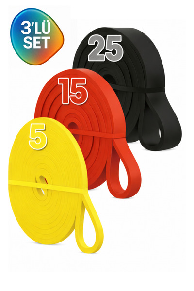 EVAPERA 3'lü set Fitness Pilates Cross Barfiks Spor Direnç Lastiği Kas Gelişt...