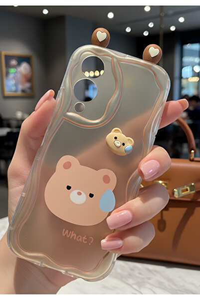 TechTrove Cute Confused Bear Figure Wavy Edge Design Case Compatible with Viv...