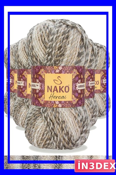 İN3DEX Hercai Ebruli Patterned Hand Knitting Yarn 5 Piece Pack