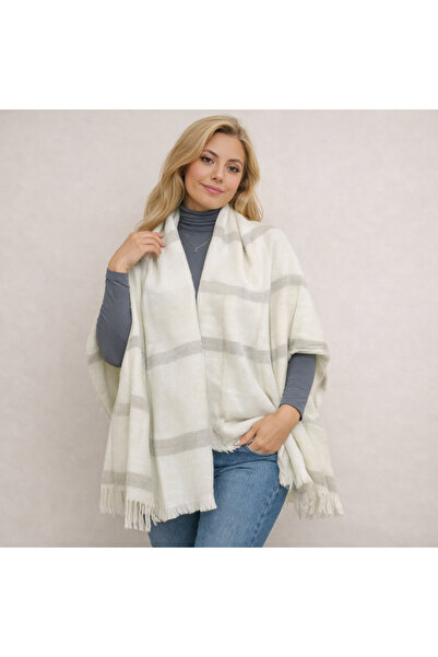 Çeşme Home Square Patterned Woven Shawl 200X75 cm – Soft Textured Oversized W...