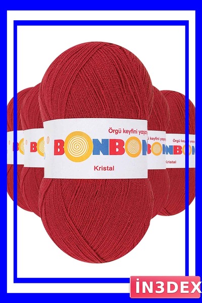 İN3DEX Dark Red Crystal Hand Knitting Yarn 5-Pack
