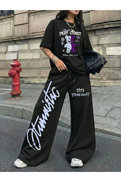 macklin Women's Freedount Printed Oversize Tshirt and Baggy Sweatpants - Summ...