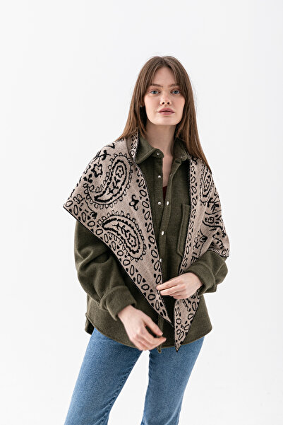 Wega Moda Patterned Triangle Double-Sided Shoulder Shawl – Women's Knitwear S...