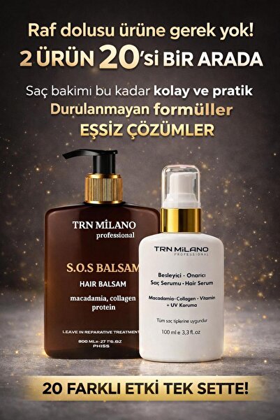TRN MİLANO saç bakımında 20 etki bir arada 500 ml sos balsam + 100 ml vitamin...