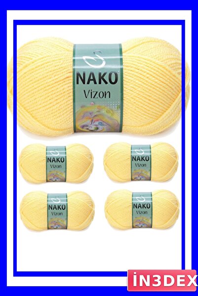 İN3DEX 5 Pieces of Straw Yellow Acrylic Hand Knitting Yarn