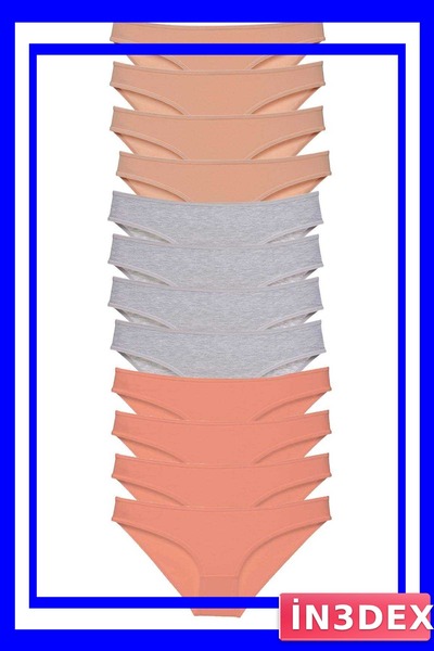 İN3DEX Lycra Women's Slip Panties Set 12 Pieces Skin Color