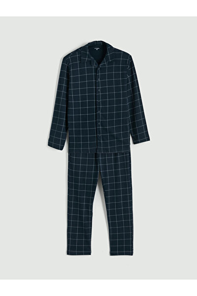 LC Waikiki Σετ ανδρικών πιτζάμες καρό Navy Blue Standard Fit