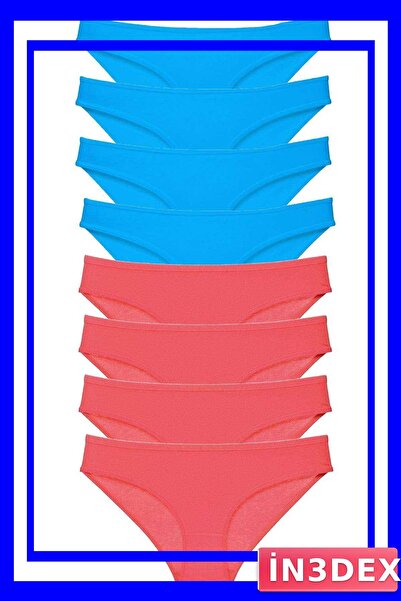 İN3DEX Lycra Women's Slip Panties Set 8 Pieces Fuchsia and Blue