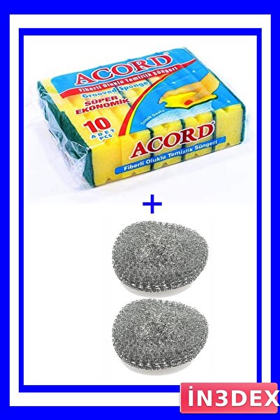İN3DEX Corrugated Dish Sponge Set, 10-Pack and Additional Dish Wire