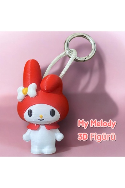 SANRIO My Melody Lisanslı 3D Figür Anahtarlık - Çevre Dostu PLA (Polilaktik Asit) Malzeme.
