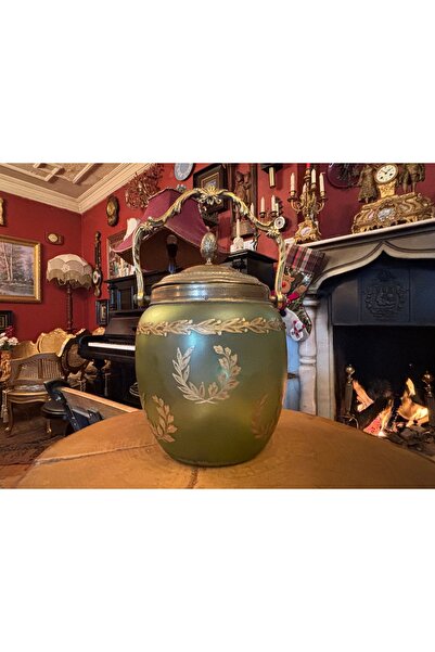 tayfuntufan antika koleksiyon Hand-Painted French Cookie Dish Made of Brass a...