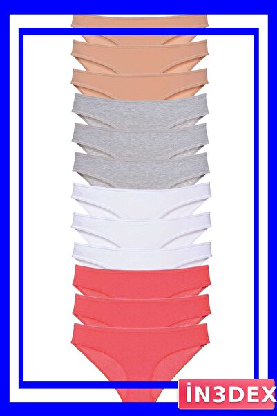 İN3DEX Lycra Women's Slip Panties Set 12 Pieces Multiple Color Options