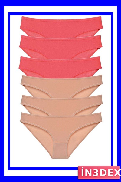 İN3DEX 6-Piece Lycra Women's Slip Panties Set Fuchsia Skin Color