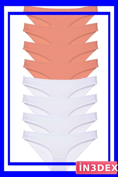 İN3DEX 8-Piece Lycra Women's Slip Panties Set White Color