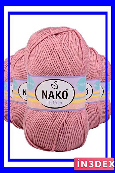 İN3DEX Non-Pilling Baby Knitting Yarn 5 Pieces Dusty Rose Color