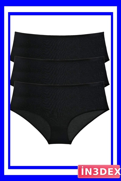 İN3DEX High Waist Bato Panties for Women Set of 3 Black