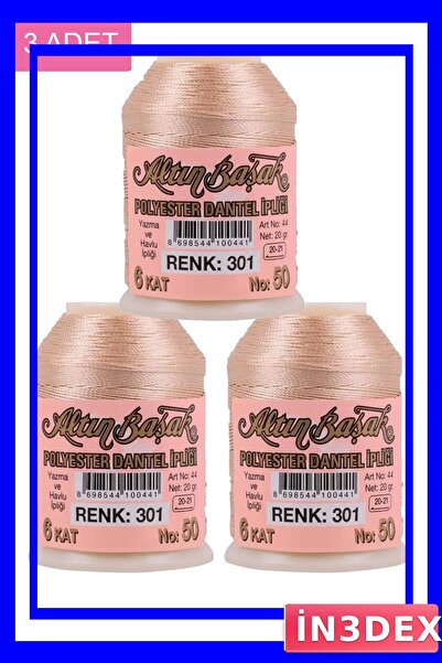 İN3DEX 3 Pieces of Lace Yarn 20 Grams with Geminian Pattern