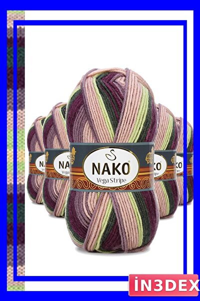 İN3DEX Set of 5 Acrylic Hand Knitting Yarns with Striped Patterns