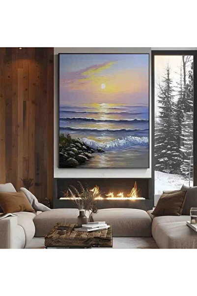 3D Art Sa Canvas painting of coastal sunset waves - Nature art
